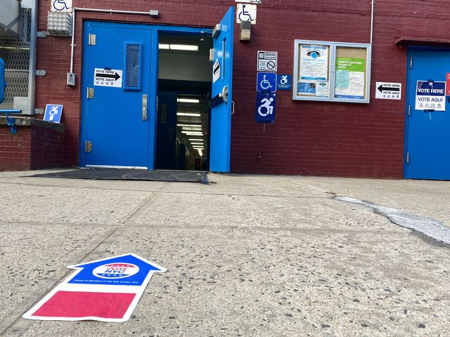 A photo of the exterior of a poll site on the Lower East Side